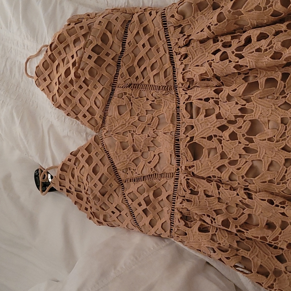 Nude crochet dress